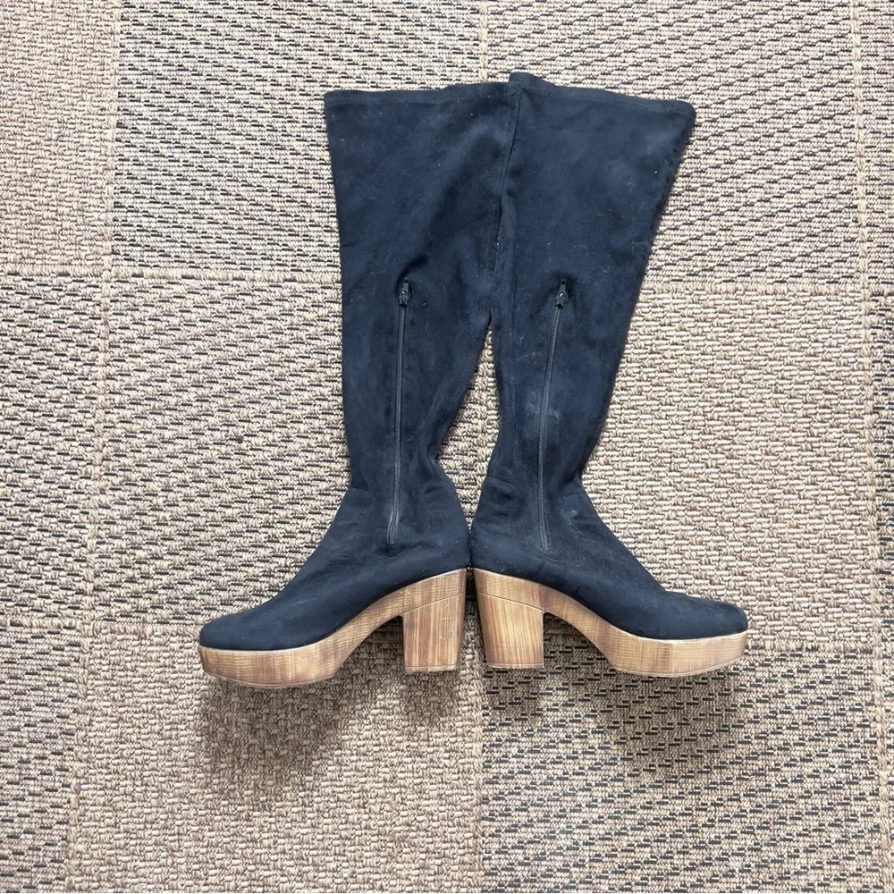 ASOS Black Faux Suede Knee High Platform Boots | 3” Block Heel | Women’s Size 11
